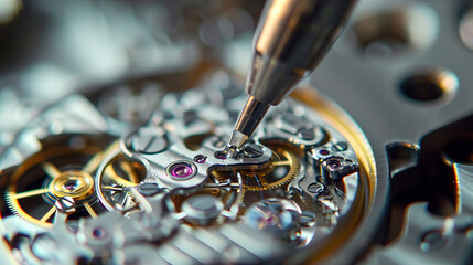 Wall Mural - The skillful hands of craftsmen specializing in repairs turn damaged jewelry and warped watches into real works of art. They bring back the splendor of resplendent jewels and the grandeur of watches