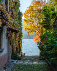 Wall Mural - Scenic late afternoon sight in Orta San Giulio during fall season. Province of Novara, Piedmont, Italy.