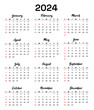 © Alex - 2024 Calendar Vector: Modern, editable, monthly template for efficient planning in English