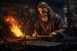 © Jorge Ferreiro - blacksmith in the workshop works smelting iron