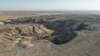 Aerial view of a barren desert landscape in Kazakhstan