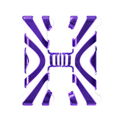 White symbol with dark purple thin straps. letter h