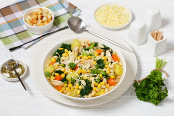 Poster - Chicken and white bean soup with veggies, corn