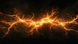 Isolated realistic orange electrical lightning strike 