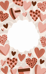 Wall Mural - beautiful love background with vintage hearts and place for text