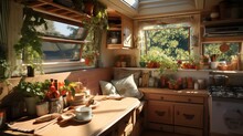 Cozy Kitchen In A Converted Vintage Caravan