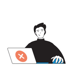 Aufkleber - Programming concept with cartoon people in flat design for web. Man working with code, engineering products, solving user problems. Vector illustration for social media banner, marketing material.