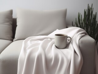 Wall Mural - Cozy Fleece Blanket Mockup for Home Comfort - AI Generated