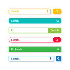 Wall Mural - colorful search bar templates. internet browser engine with search box, address bar and text field. 