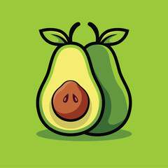 Wall Mural - Avocado vector illustration isolated on green background