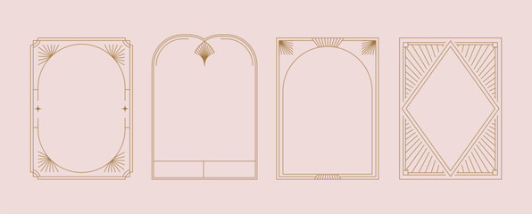 Art Deco frames minimalist collection. Elegant luxury borders and frames, vector templates design