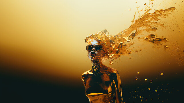 Liquid Gold Fashion Fantasy with a Futuristic Edge
