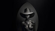 © Priessnitz Studio - Beauty in Monochrome with a Stylish Wide-Brimmed Hat and Geometric Backdrop