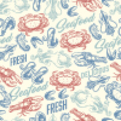 Sticker - Delicious seafood pattern seamless colorful