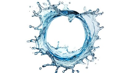  Water splash in circle shape isolated on white background