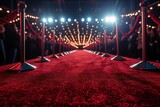 Fototapeta Londyn - VIP red carpet entrance to a luxurious event, radiating prestige and exclusivity with velvet ropes.