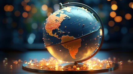 Wall Mural - globe with glow light, bllurred background