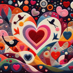 Naklejka na meble Felt art patchwork, valentine's day concept