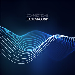 Wall Mural - Sound wave audio abstract background. Network connections music wave pulse. Blue technology background. Network stream