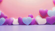 Soft-colored hearts, backdrop for Valentine's Day.
