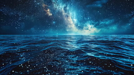 Wall Mural - A star lake on a black heavenly background, creating the illusion of a luminous surface in outer s