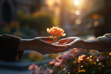 A person engaged in a daily habit of expressing gratitude to others, fostering positive connections and spreading kindness. Concept of daily gratitude sharing. Generative Ai.