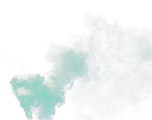Fototapete - Green Dense Fluffy Puffs of White Smoke and Fog on black Background, Abstract Smoke Clouds, Movement Blurred out of focus. Smoking blows from machine dry ice fly fluttering in Air, effect texture