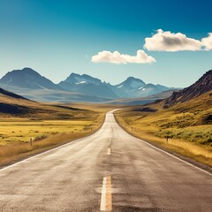 Wall Mural - Scenic view of an empty asphalt road through a rural landscape