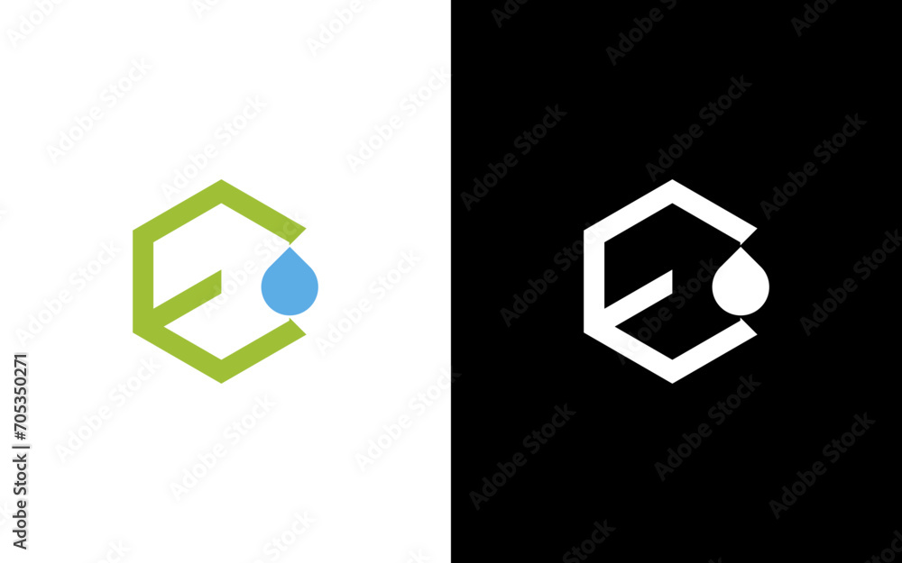 Letter E water drop chemical logo icon design template elements Stock ...