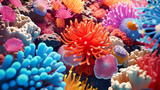 Fototapeta Fototapety do akwarium - カラフルなサンゴ礁とイソギンチャクのイメージ背景