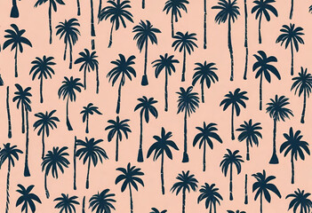 Wall Mural - seamless background with palm trees, summer coconut