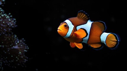 Canvas Print - Clownfish in the dark background