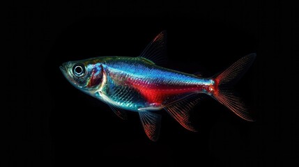 Wall Mural - Neon Tetra in the dark background