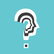 Question shaped head. Personality, confusion, curiosity, philosophy, psychology, anxiety and inner conflict concept. Flat design. EPS 8 vector illustration, no transparency, no gradients