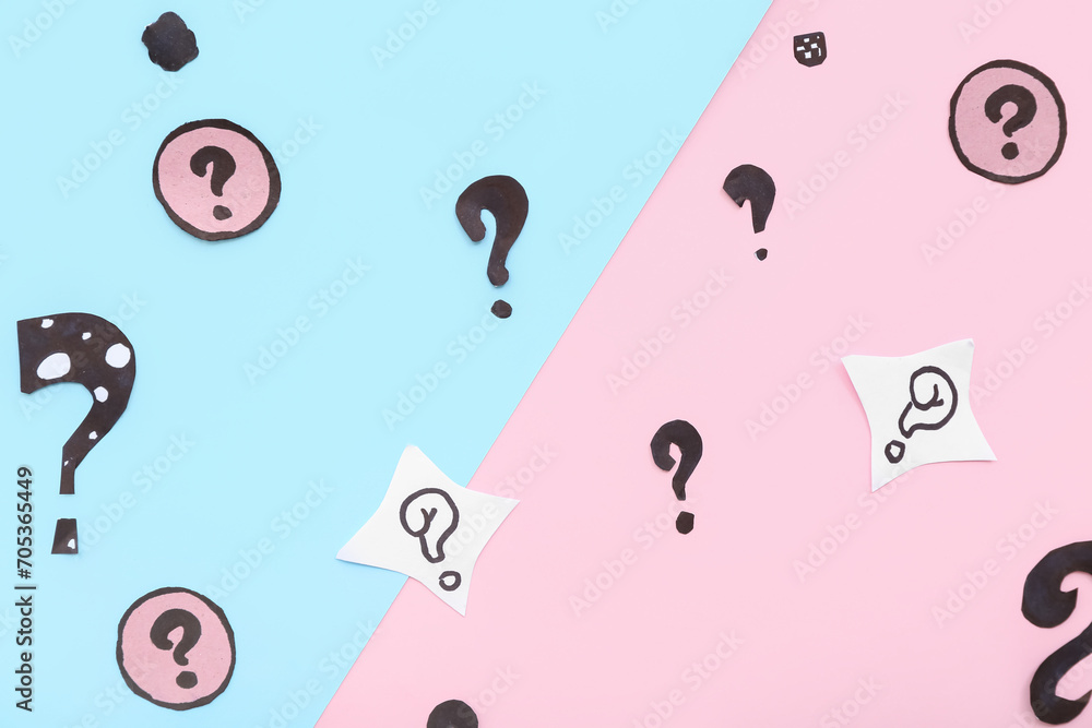 Different question marks on color background