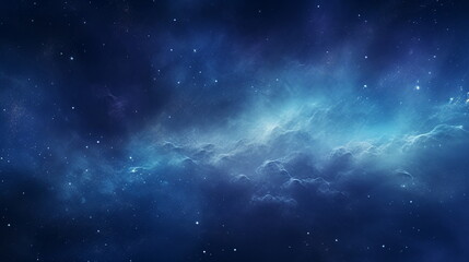 The Milky Way shining in the blue universe. The grandeur of the universe and the mystery of the Milky Way. Blue galaxy.