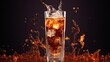 an artistic representation of a cascading pour of cascara cold brew coffee in a tall, slender glass