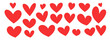 Set of red hearts icons isolated on white. Happy Valentine's day banner or letter template.