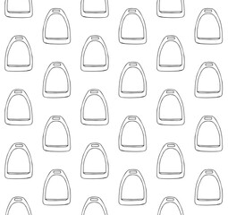 Wall Mural - Vector seamless pattern of hand drawn doodle sketch horse riding stirrup isolated on white background