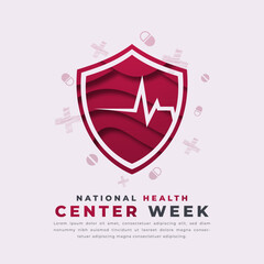Wall Mural - National Health Center Week Paper cut style Vector Design Illustration for Background, Poster, Banner, Advertising, Greeting Card