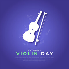 Wall Mural - National Violin Day Paper cut style Vector Design Illustration for Background, Poster, Banner, Advertising, Greeting Card