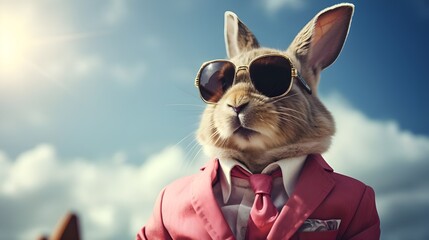 Rabbit in Stylish Suit and Sunglasses