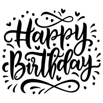 Happy birthday text effect vector art illustration, happy birthday silhouette