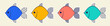 Poisson d'avril. French April Fool's Day stickers set fish. Flat style. Vector illustration.