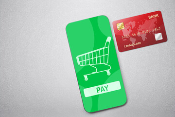 Credit cards and mobile phones for mobile payment, banking, or online shopping