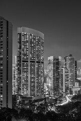 Poster - High rise modern office building in Hong Kong city at night