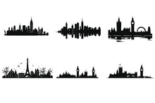 A London City Black Silhouette Vector