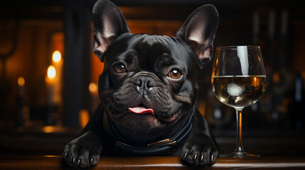 Poster - french bulldog puppy in a glass