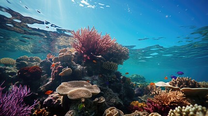 Wall Mural - marine ecosystem with underwater coral reefs or marine coral lagoons