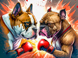 Fototapeta  - スポーツの概念でボクシングで対決する犬のイラスト